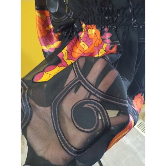 Dots Long Sleeve Flowy Sheer Blouse L - Picture 6 of 6